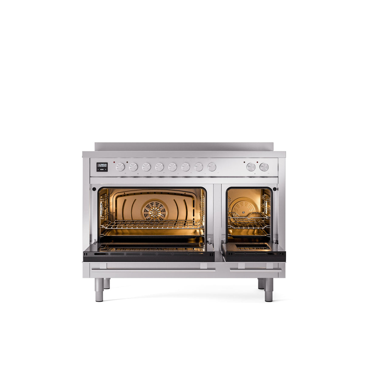 ILVE 48" Professional Plus II Series Freestanding Electric Double Oven Range with 8 Elements, Triple Glass Cool Door, Convection Oven, TFT Oven Control Display and Child Lock - UPI486WMP