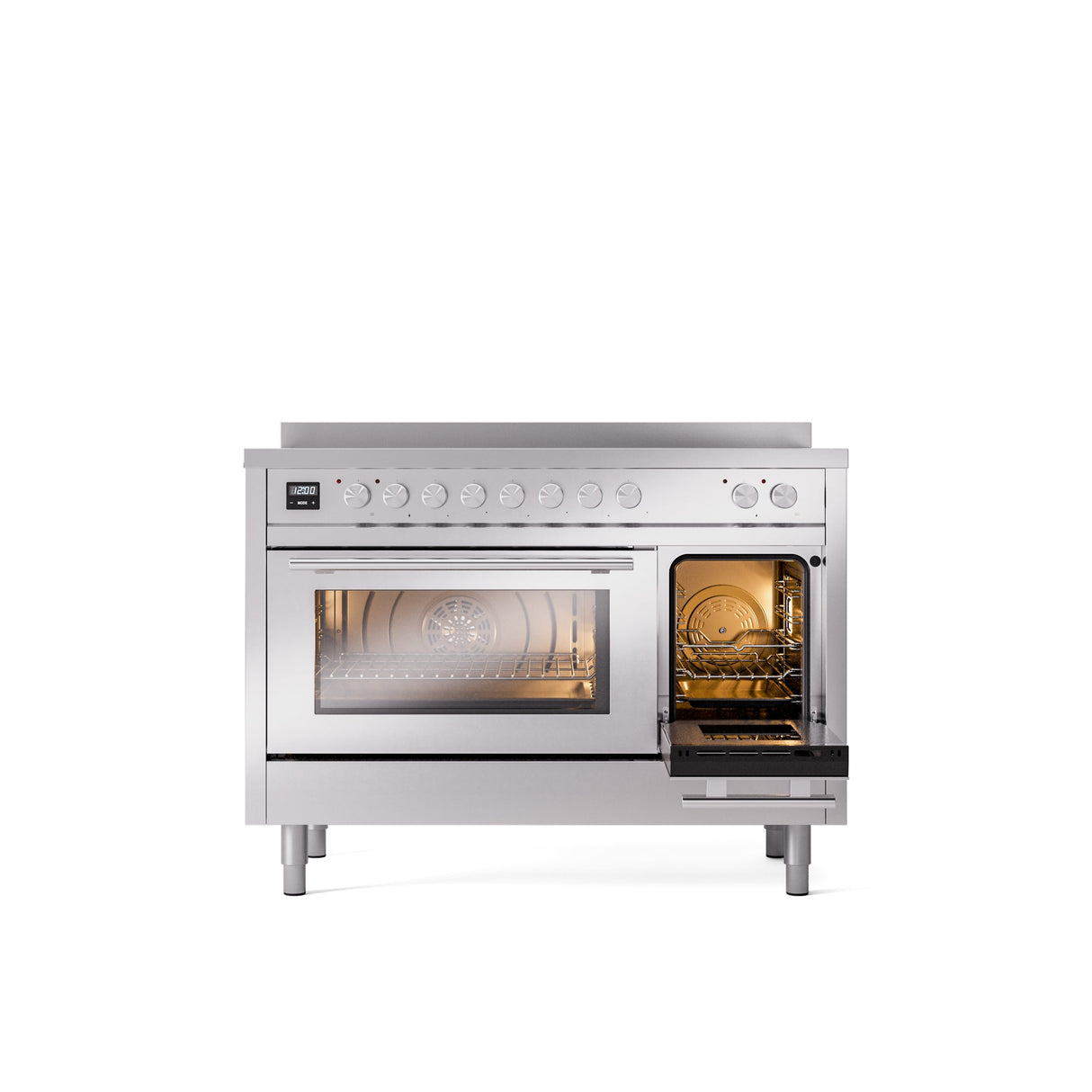 ILVE 48" Professional Plus II Series Freestanding Electric Double Oven Range with 8 Elements, Triple Glass Cool Door, Convection Oven, TFT Oven Control Display and Child Lock - UPI486WMP