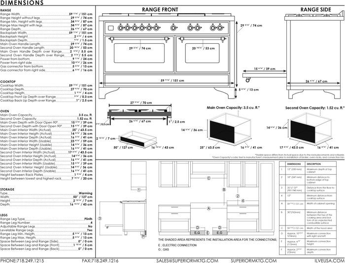 ILVE Majestic 60 Inch Dual Fuel Range - UM15FDNS3