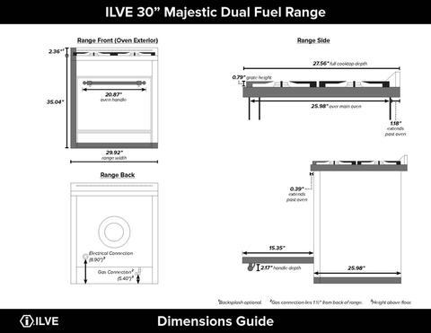 ILVE Majestic II Series 30 Inch Dual Fuel Freestanding Range Gas/Propane - UM30DQNE3