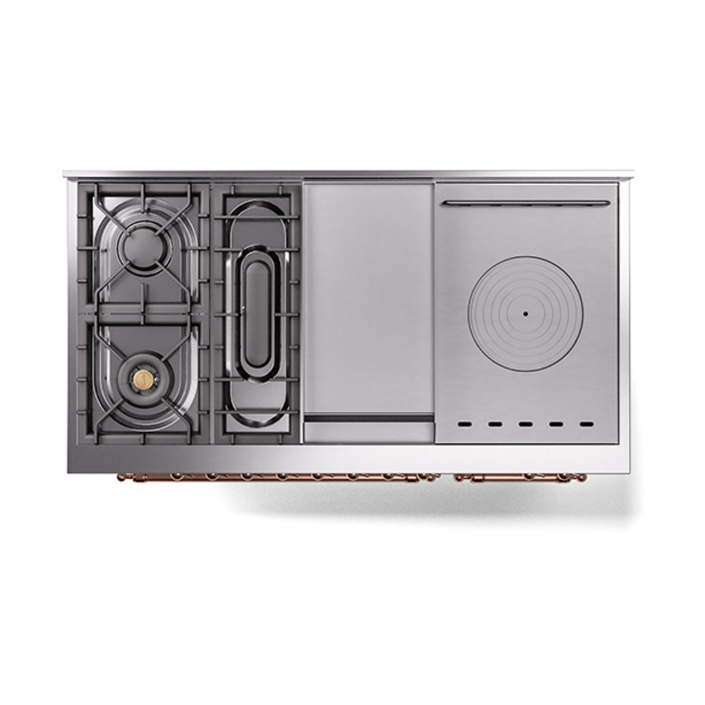 ILVE Nostalgie II 48" Dual Fuel Range with 5 Sealed Burners + Griddle + French Top Solid Door UP48FSQNMP