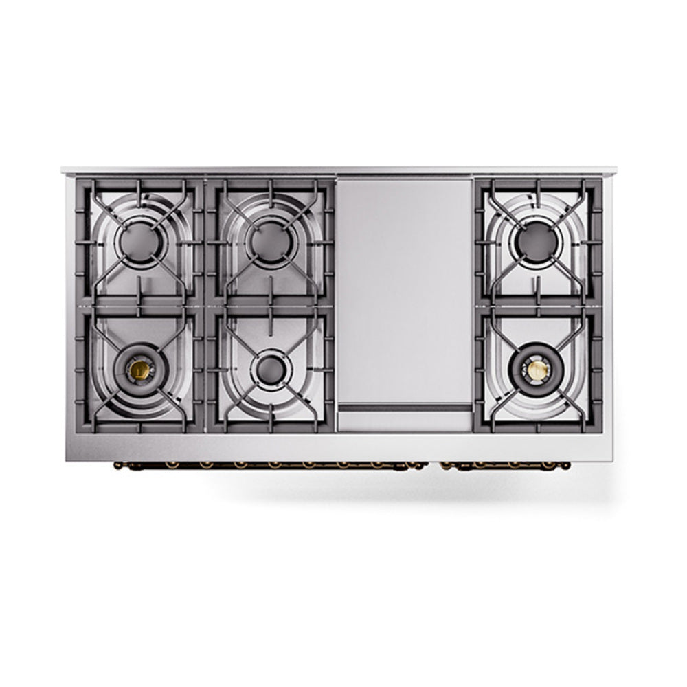 ILVE Nostalgie II 48" Dual Fuel Range with 8 Sealed Burners + Griddle Solid Door UP48FQNMP