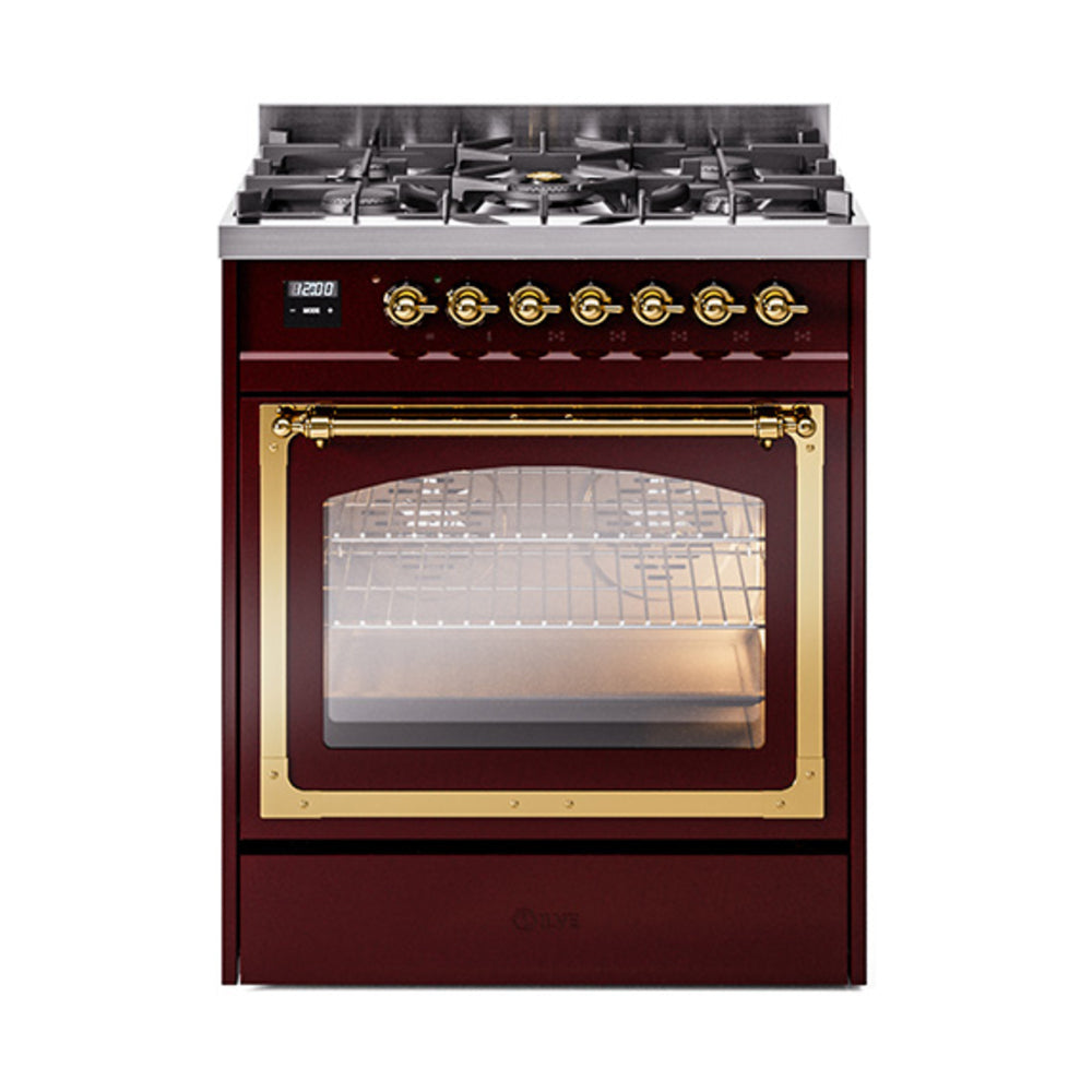 ILVE Nostalgie II Noblesse 30″ Dual Fuel Range Triple Glass Door - UN30NMP
