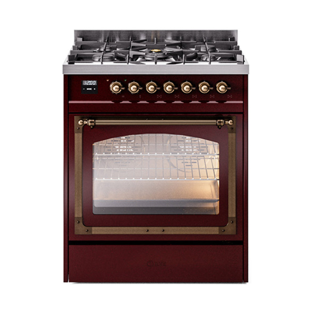 ILVE Nostalgie II Noblesse 30″ Dual Fuel Range Triple Glass Door - UN30NMP