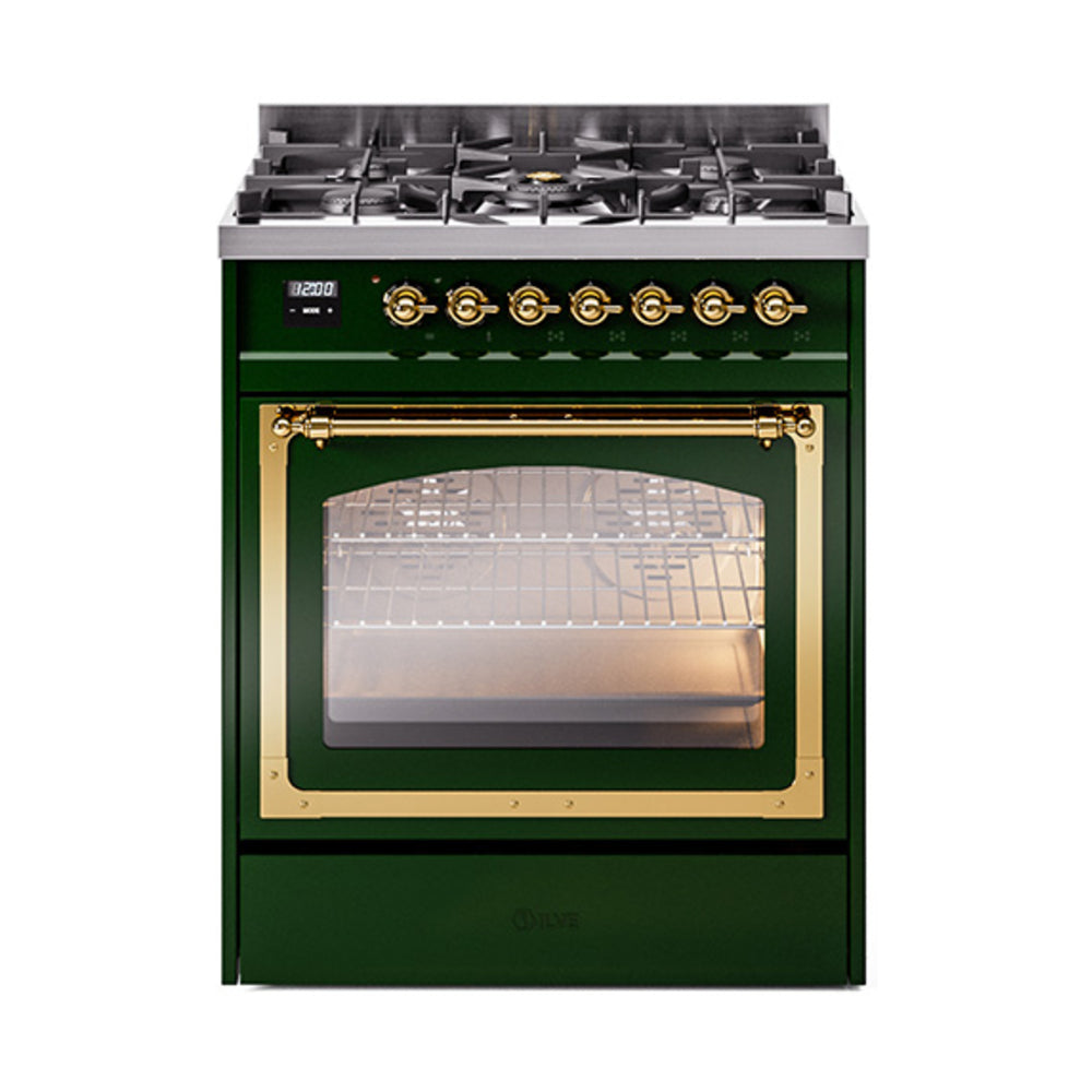 ILVE Nostalgie II Noblesse 30″ Dual Fuel Range Triple Glass Door - UN30NMP