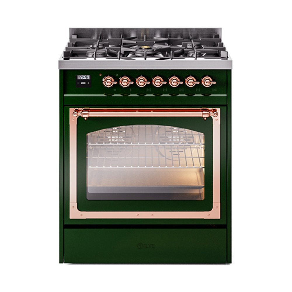 ILVE Nostalgie II Noblesse 30″ Dual Fuel Range Triple Glass Door - UN30NMP