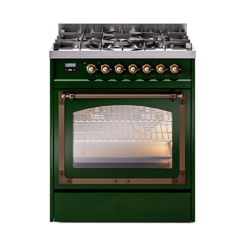 ILVE Nostalgie II Noblesse 30″ Dual Fuel Range Triple Glass Door - UN30NMP