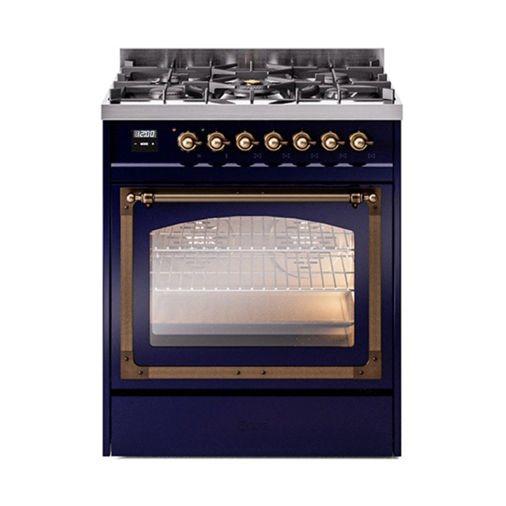 ILVE Nostalgie II Noblesse 30″ Dual Fuel Range Triple Glass Door - UN30NMP