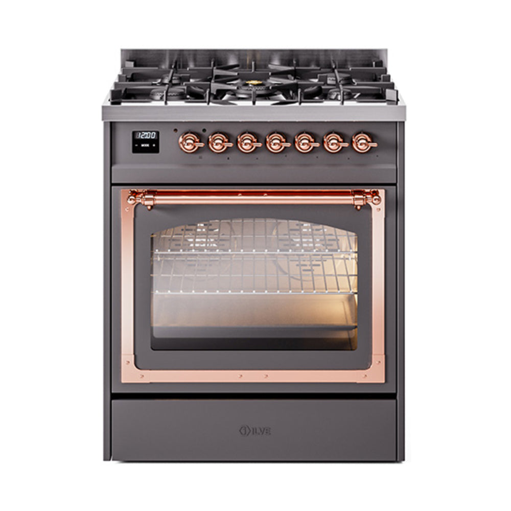 ILVE Nostalgie II Noblesse 30″ Dual Fuel Range Triple Glass Door - UN30NMP