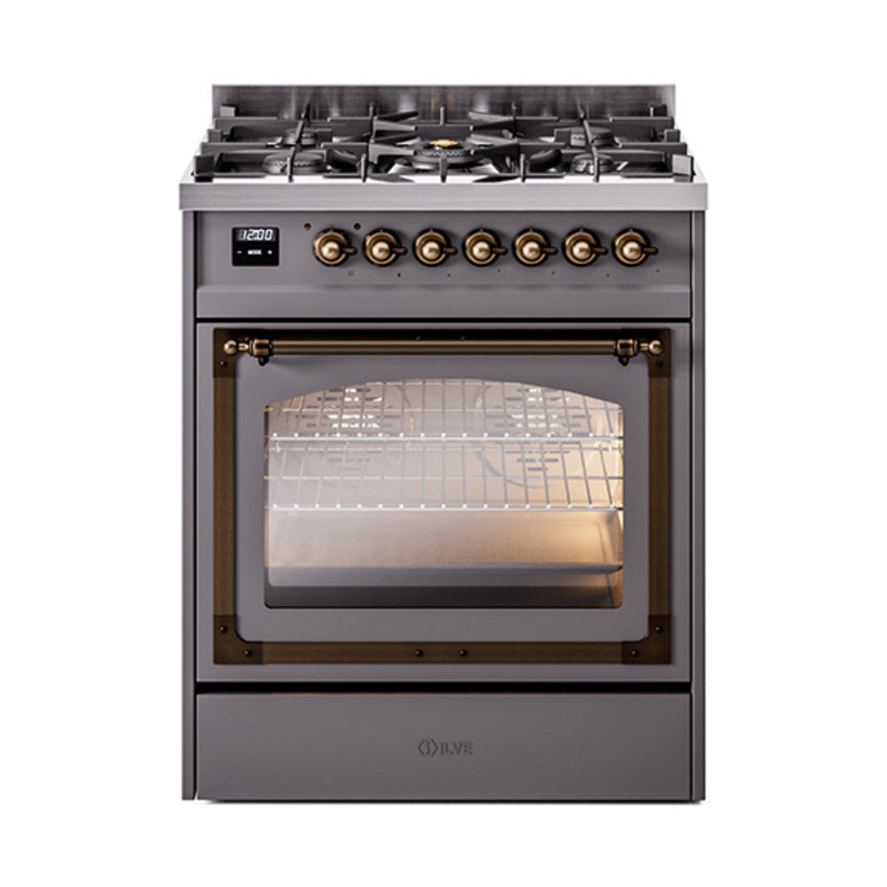 ILVE Nostalgie II Noblesse 30″ Dual Fuel Range Triple Glass Door - UN30NMP