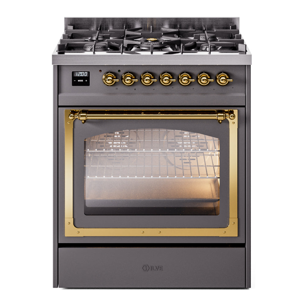 ILVE Nostalgie II Noblesse 30″ Dual Fuel Range Triple Glass Door - UN30NMP
