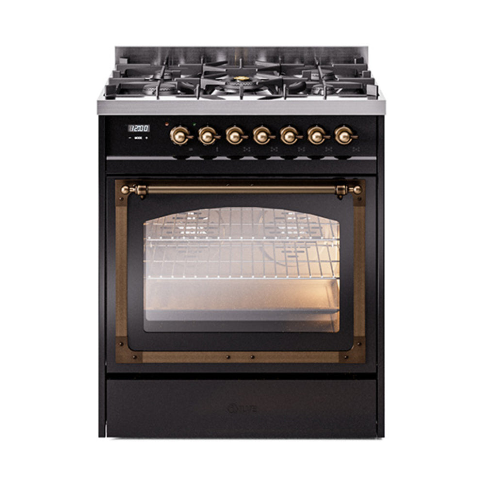 ILVE Nostalgie II Noblesse 30″ Dual Fuel Range Triple Glass Door - UN30NMP