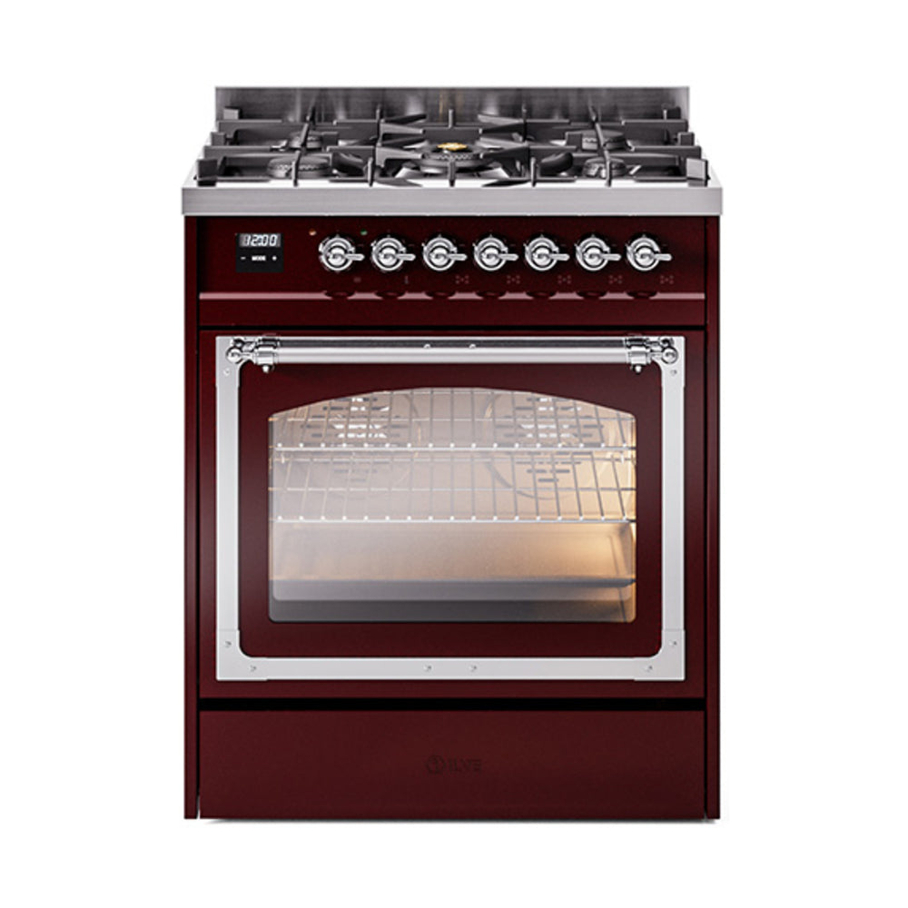 ILVE Nostalgie II Noblesse 30″ Dual Fuel Range Triple Glass Door - UN30NMP