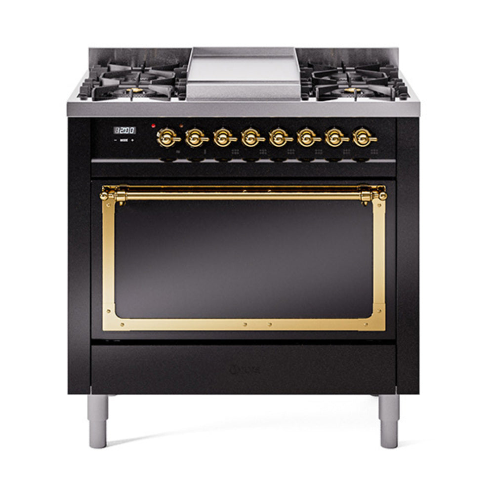 ILVE Nostalgie II Noblesse 36″ Dual Fuel Range with Solid Door - UN36FQNMP