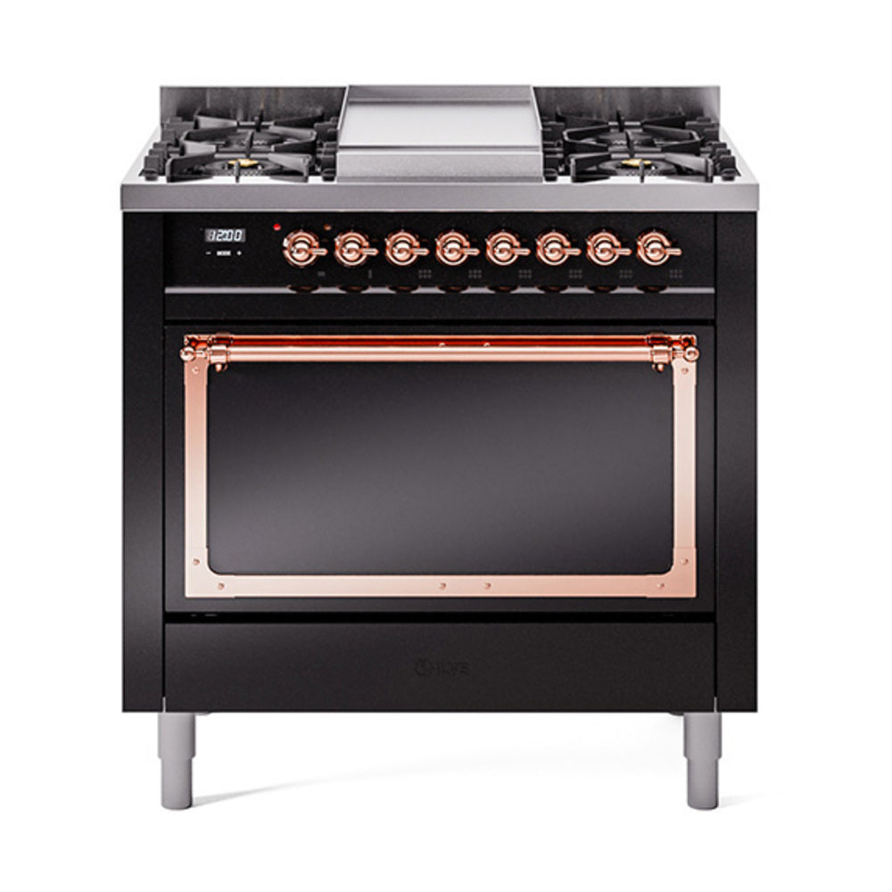 ILVE Nostalgie II Noblesse 36″ Dual Fuel Range with Solid Door - UN36FQNMP
