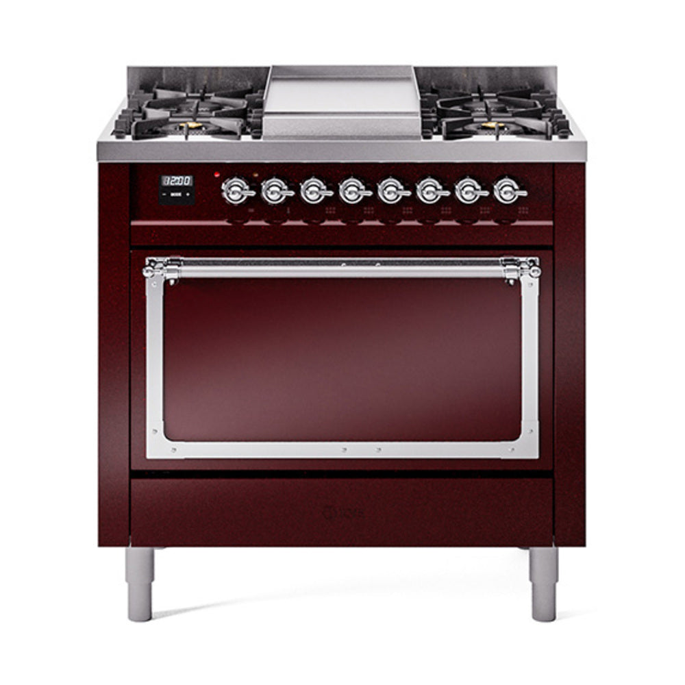 ILVE Nostalgie II Noblesse 36″ Dual Fuel Range with Solid Door - UN36FQNMP