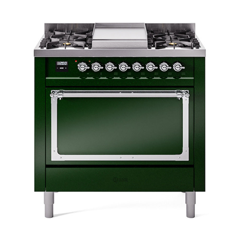 ILVE Nostalgie II Noblesse 36″ Dual Fuel Range with Solid Door - UN36FQNMP