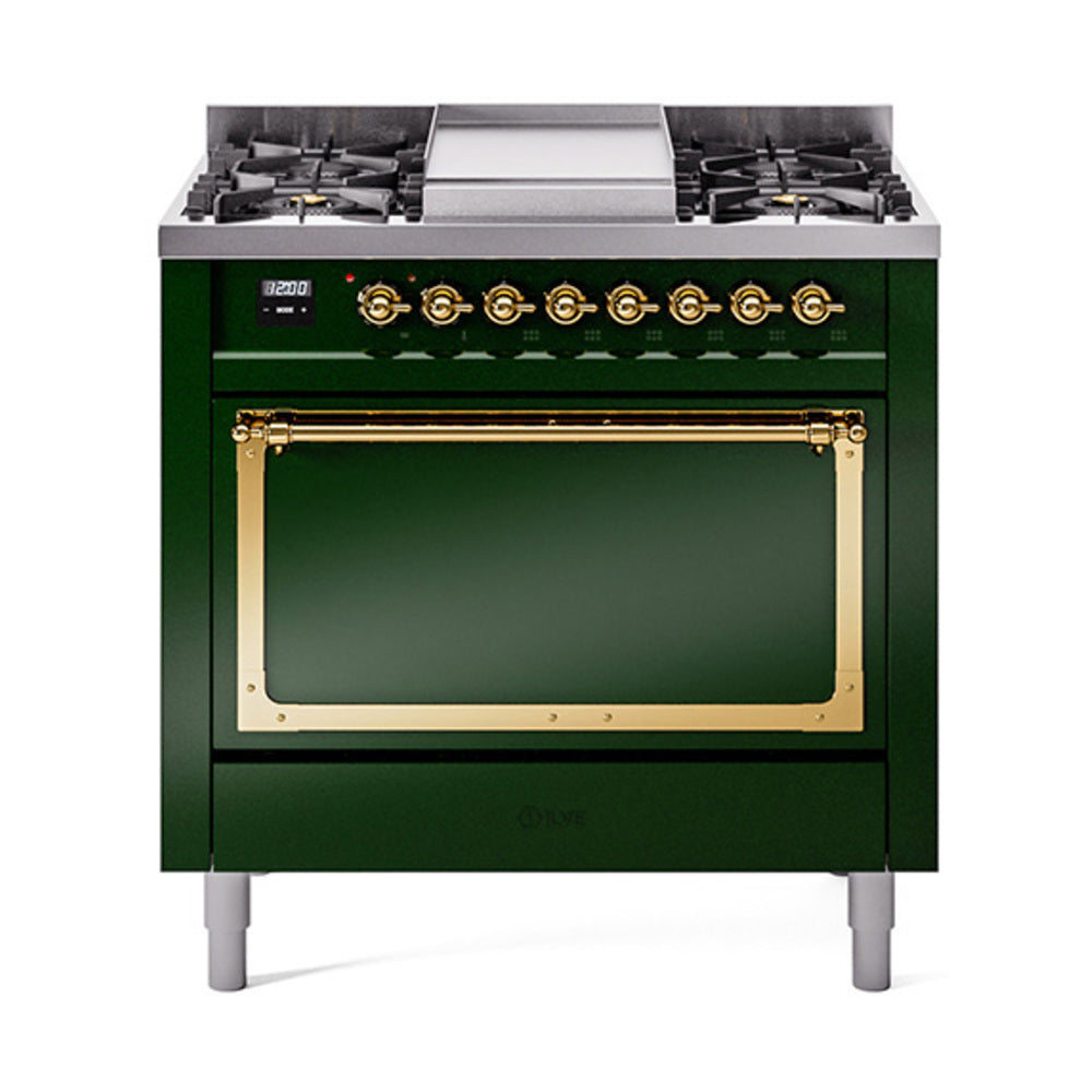 ILVE Nostalgie II Noblesse 36″ Dual Fuel Range with Solid Door - UN36FQNMP
