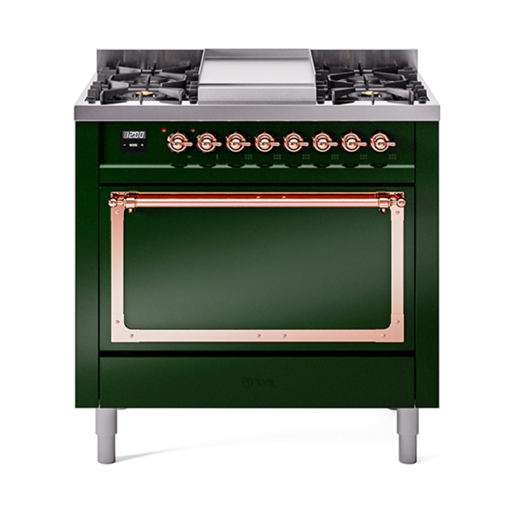 ILVE Nostalgie II Noblesse 36″ Dual Fuel Range with Solid Door - UN36FQNMP