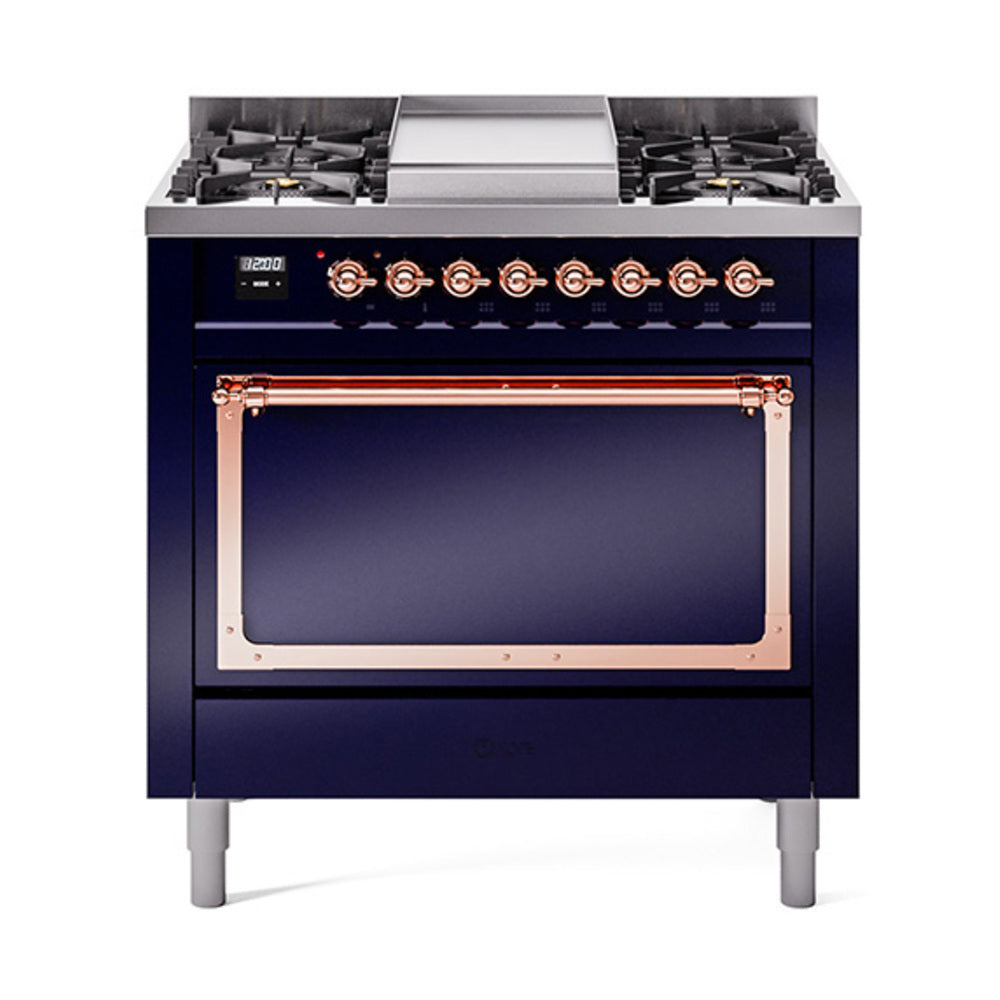 ILVE Nostalgie II Noblesse 36″ Dual Fuel Range with Solid Door - UN36FQNMP