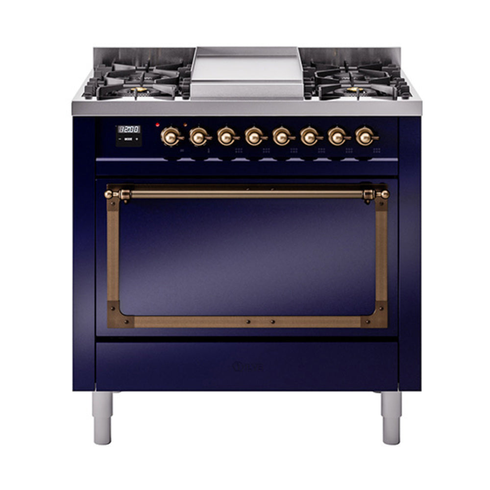 ILVE Nostalgie II Noblesse 36″ Dual Fuel Range with Solid Door - UN36FQNMP