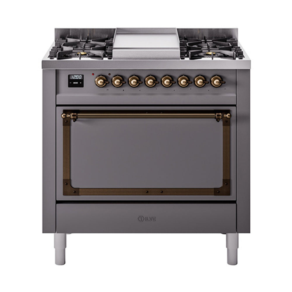 ILVE Nostalgie II Noblesse 36″ Dual Fuel Range with Solid Door - UN36FQNMP