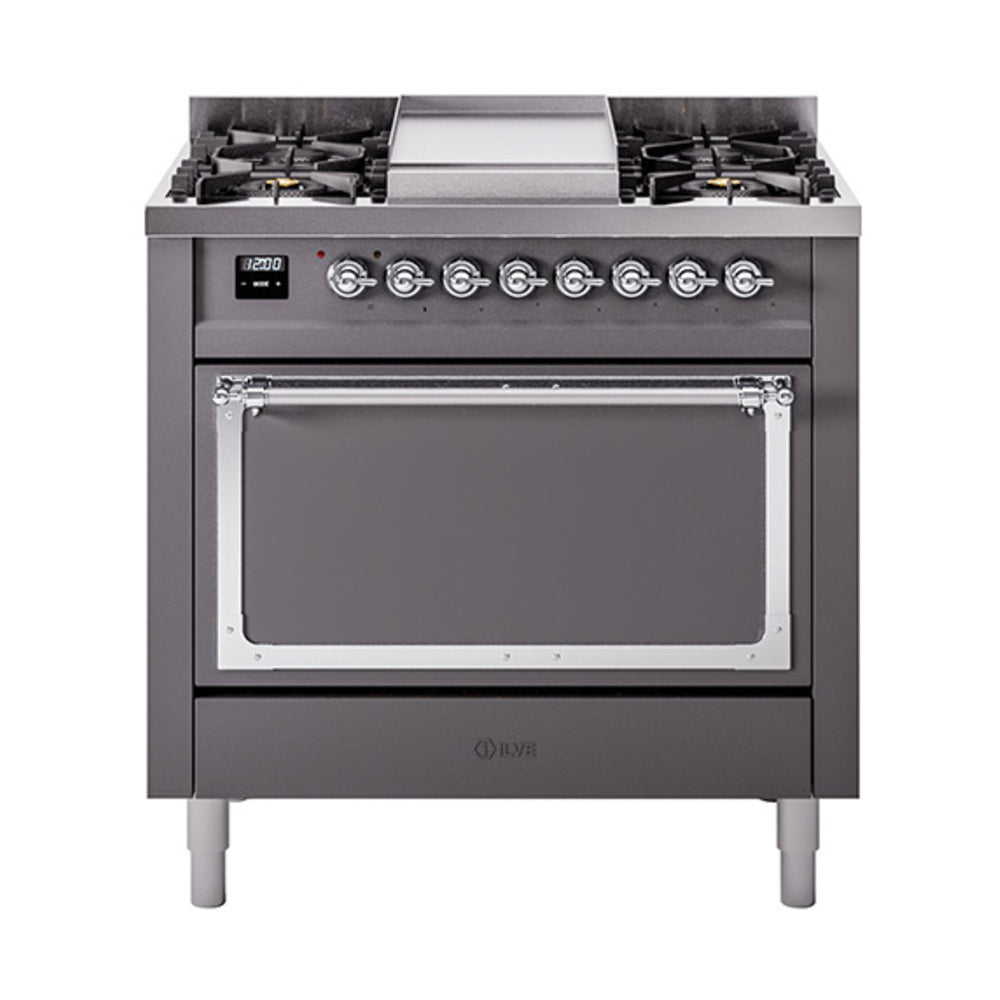 ILVE Nostalgie II Noblesse 36″ Dual Fuel Range with Solid Door - UN36FQNMP