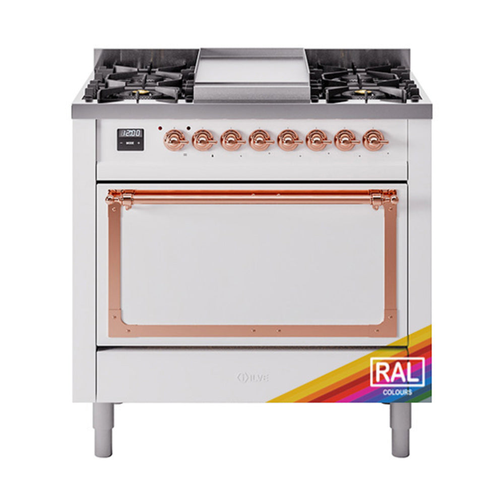 ILVE Nostalgie II Noblesse 36″ Dual Fuel Range with Solid Door - UN36FQNMP
