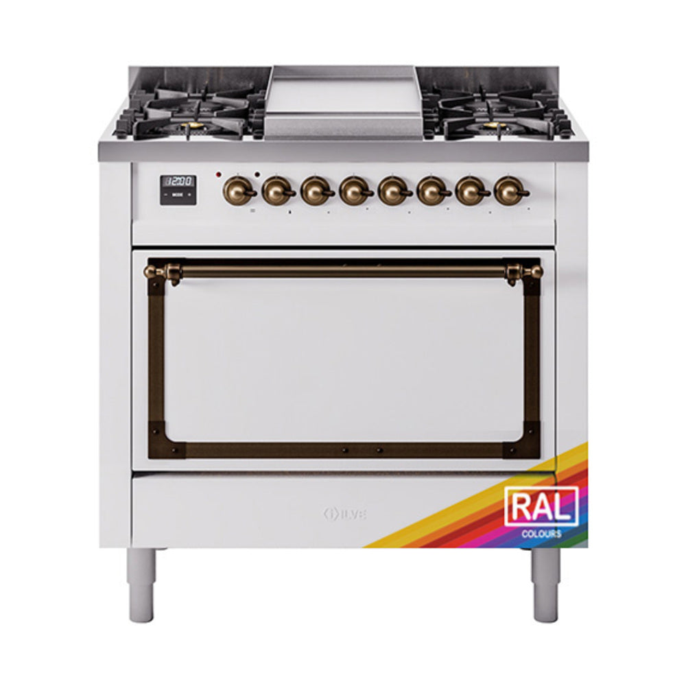 ILVE Nostalgie II Noblesse 36″ Dual Fuel Range with Solid Door - UN36FQNMP