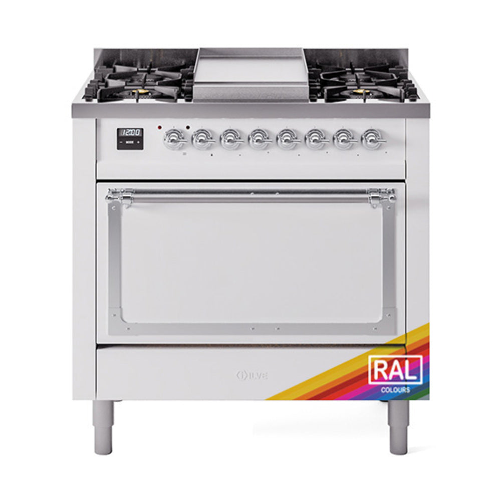 ILVE Nostalgie II Noblesse 36″ Dual Fuel Range with Solid Door - UN36FQNMP