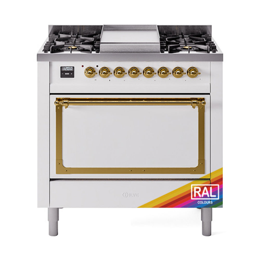 ILVE Nostalgie II Noblesse 36″ Dual Fuel Range with Solid Door - UN36FQNMP