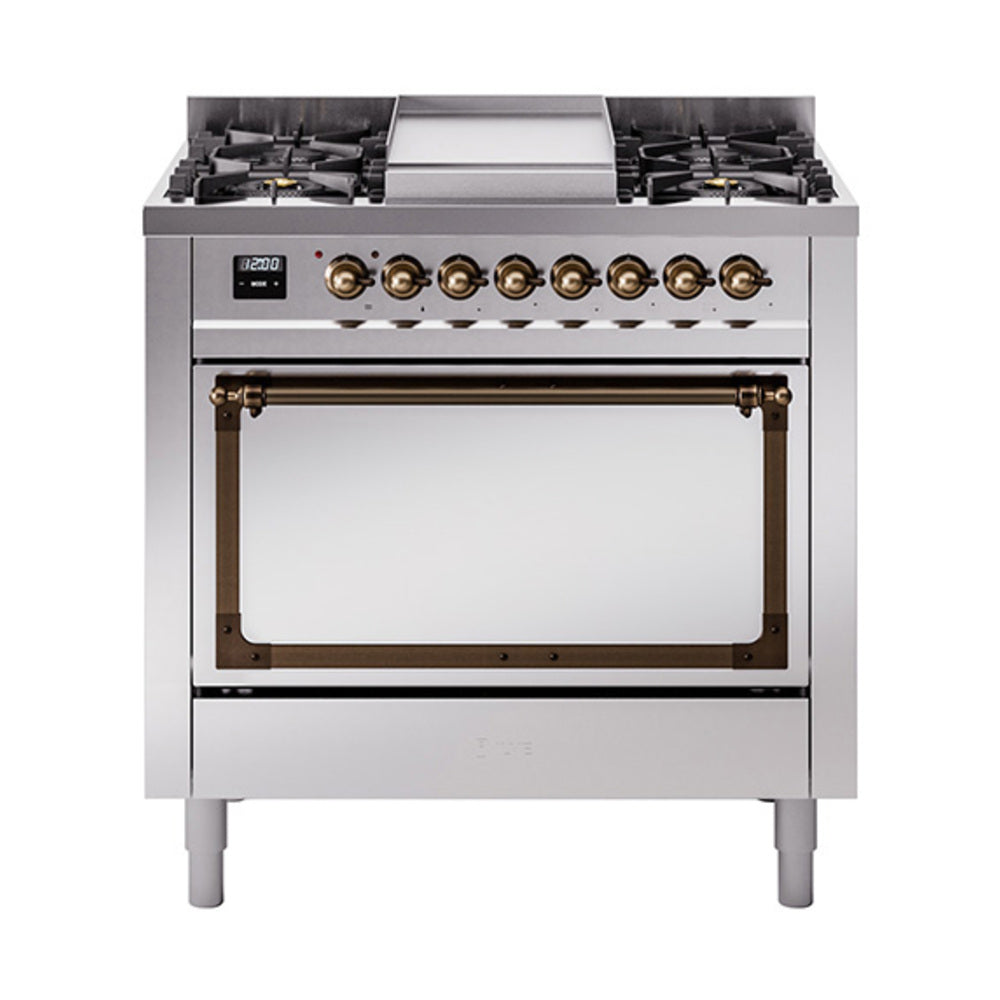 ILVE Nostalgie II Noblesse 36″ Dual Fuel Range with Solid Door - UN36FQNMP
