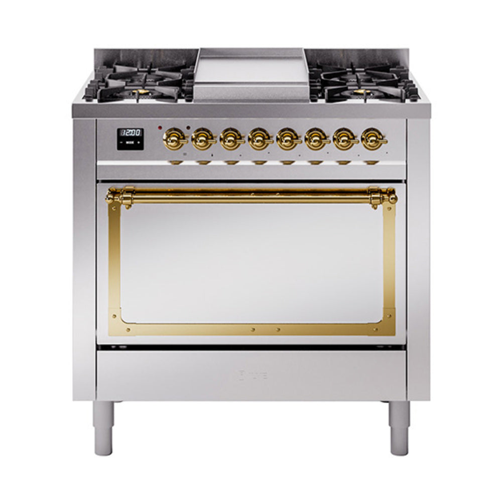 ILVE Nostalgie II Noblesse 36″ Dual Fuel Range with Solid Door - UN36FQNMP