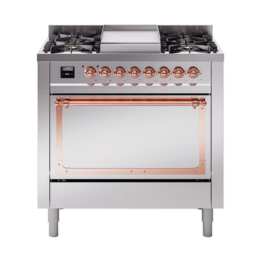 ILVE Nostalgie II Noblesse 36″ Dual Fuel Range with Solid Door - UN36FQNMP