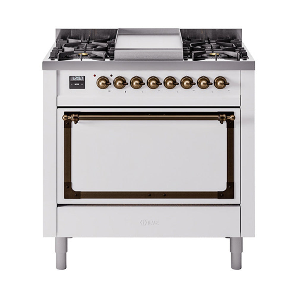 ILVE Nostalgie II Noblesse 36″ Dual Fuel Range with Solid Door - UN36FQNMP