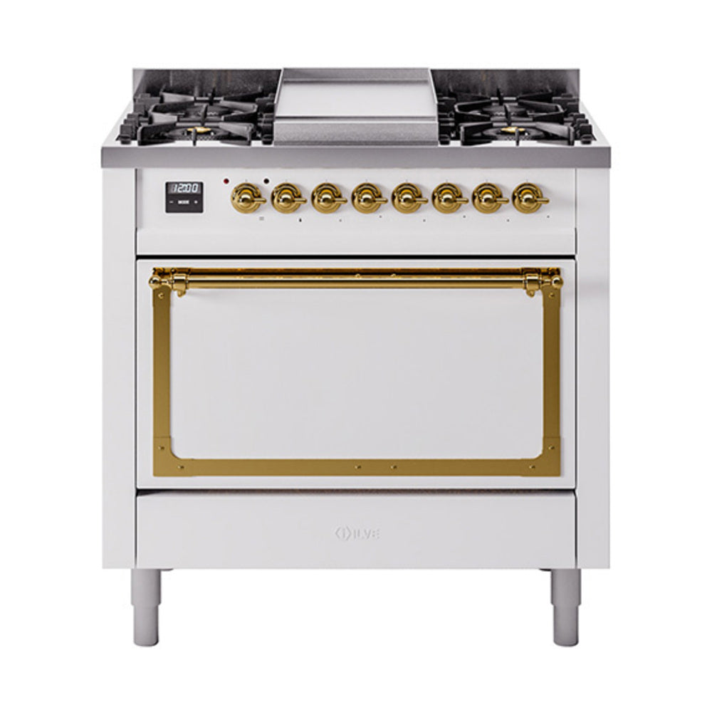 ILVE Nostalgie II Noblesse 36″ Dual Fuel Range with Solid Door - UN36FQNMP