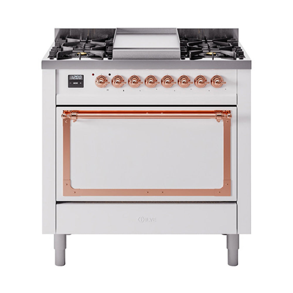 ILVE Nostalgie II Noblesse 36″ Dual Fuel Range with Solid Door - UN36FQNMP