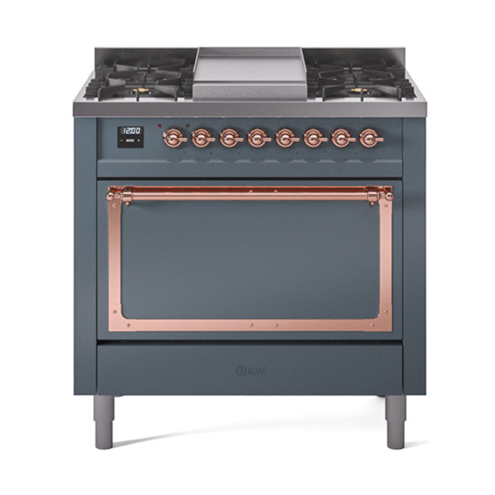 ILVE Nostalgie II Noblesse 36″ Dual Fuel Range with Solid Door - UN36FQNMP