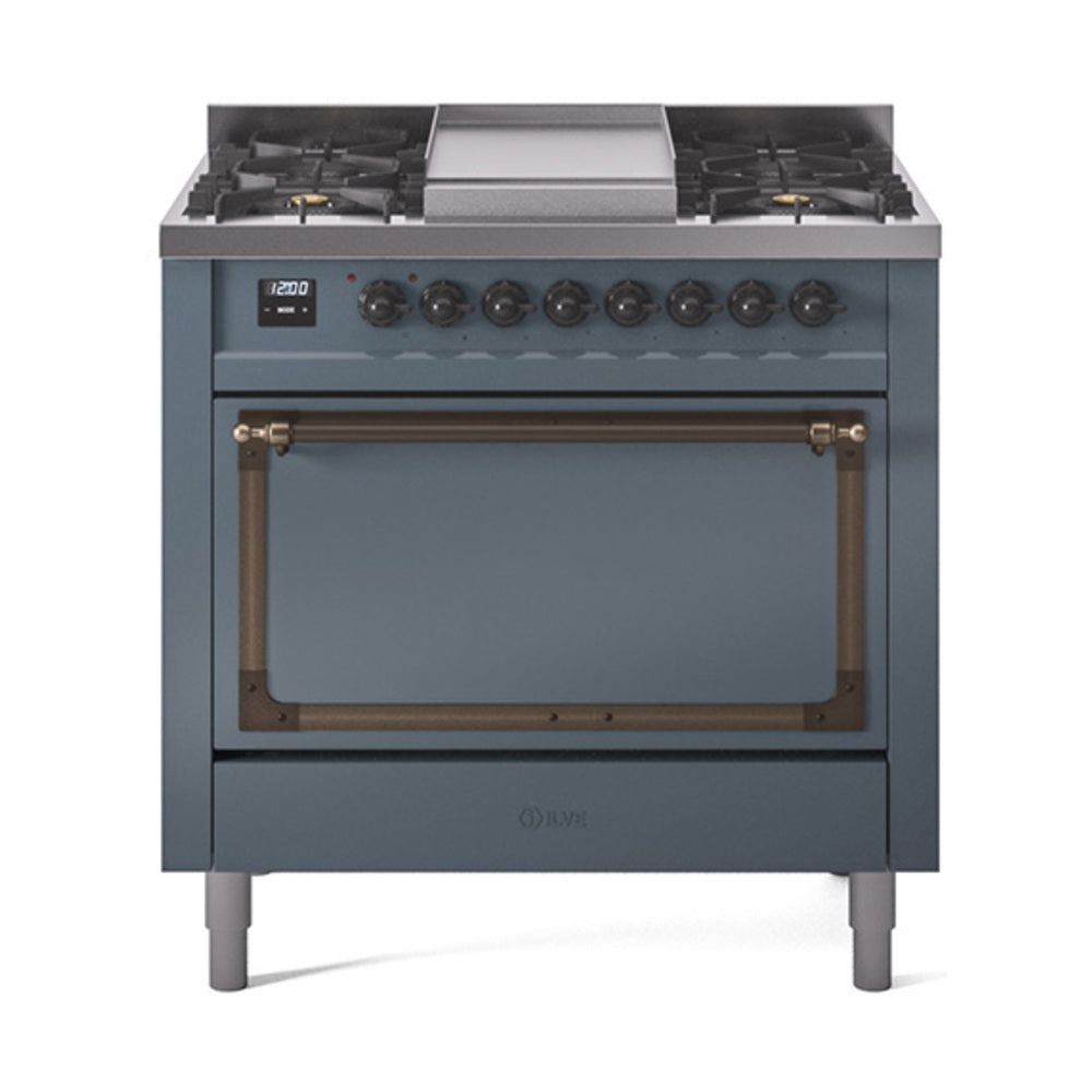 ILVE Nostalgie II Noblesse 36″ Dual Fuel Range with Solid Door - UN36FQNMP