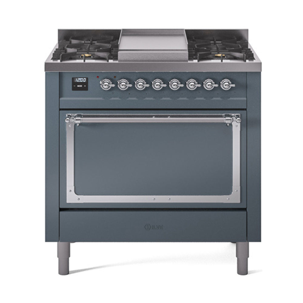 ILVE Nostalgie II Noblesse 36″ Dual Fuel Range with Solid Door - UN36FQNMP