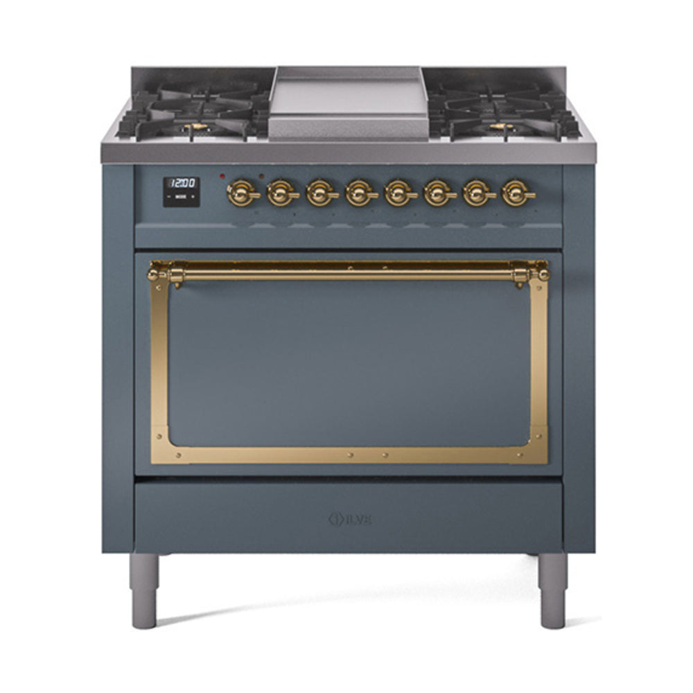 ILVE Nostalgie II Noblesse 36″ Dual Fuel Range with Solid Door - UN36FQNMP