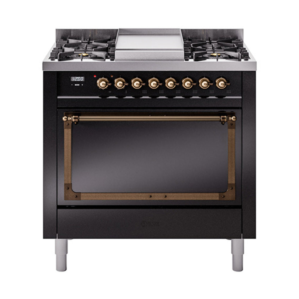 ILVE Nostalgie II Noblesse 36″ Dual Fuel Range with Solid Door - UN36FQNMP