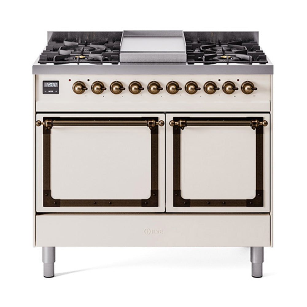 ILVE Nostalgie II Noblesse 40″ Dual Fuel Freestanding Range 6 Sealed Burners + Griddle with Solid Door UND40FQNMP