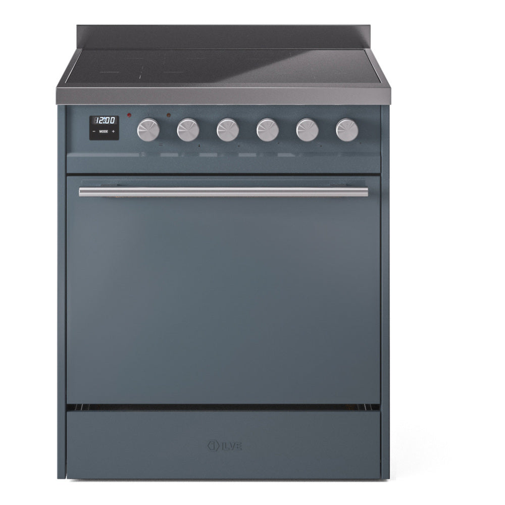 ILVE Professional Plus II 30" Electric Range with 4 Induction Elements Solid Door with Stainless Steel knobs UPI304QMP