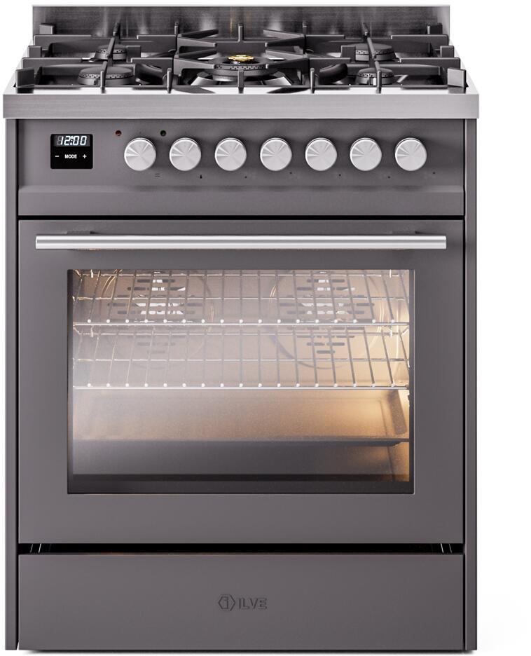 ILVE Professional Plus II 30Inch Freestanding Dual Fuel Range with 5 Sealed Burner - UP30WMP