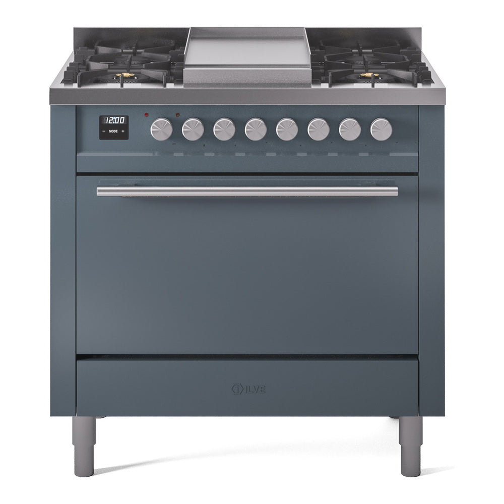 ILVE Professional Plus II 36" Dual Fuel Range 6 Sealed Burners with Solid Door UP36FQMP