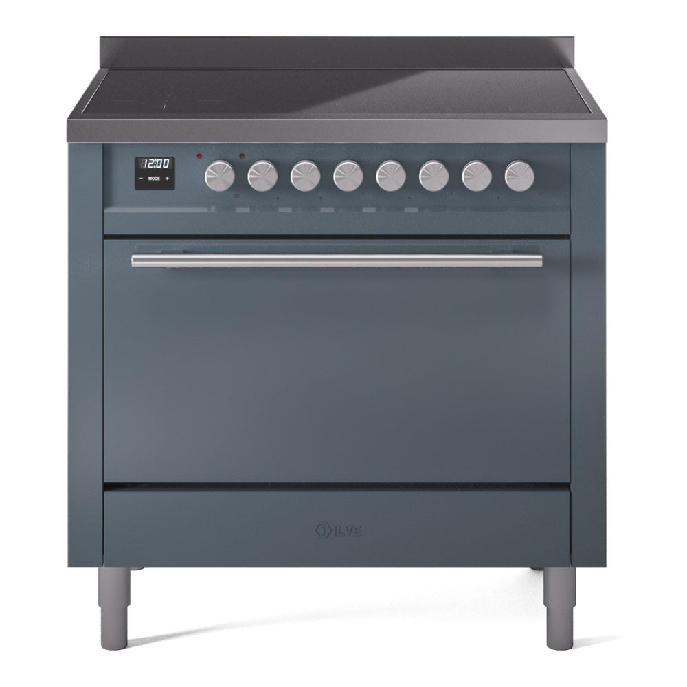ILVE Professional Plus II 36" Electric Range with 6 Induction Elements Solid Door with Stainless Steel knobs UPI366QMP