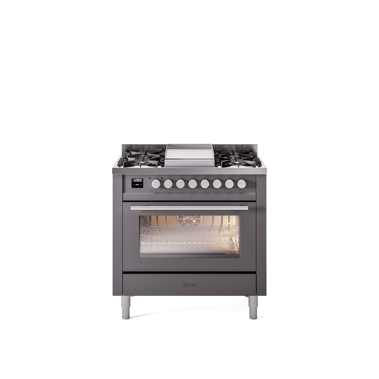 ILVE Professional Plus II 36Inch Freestanding Dual Fuel Range with 6 Sealed Burner - UP36FWMP
