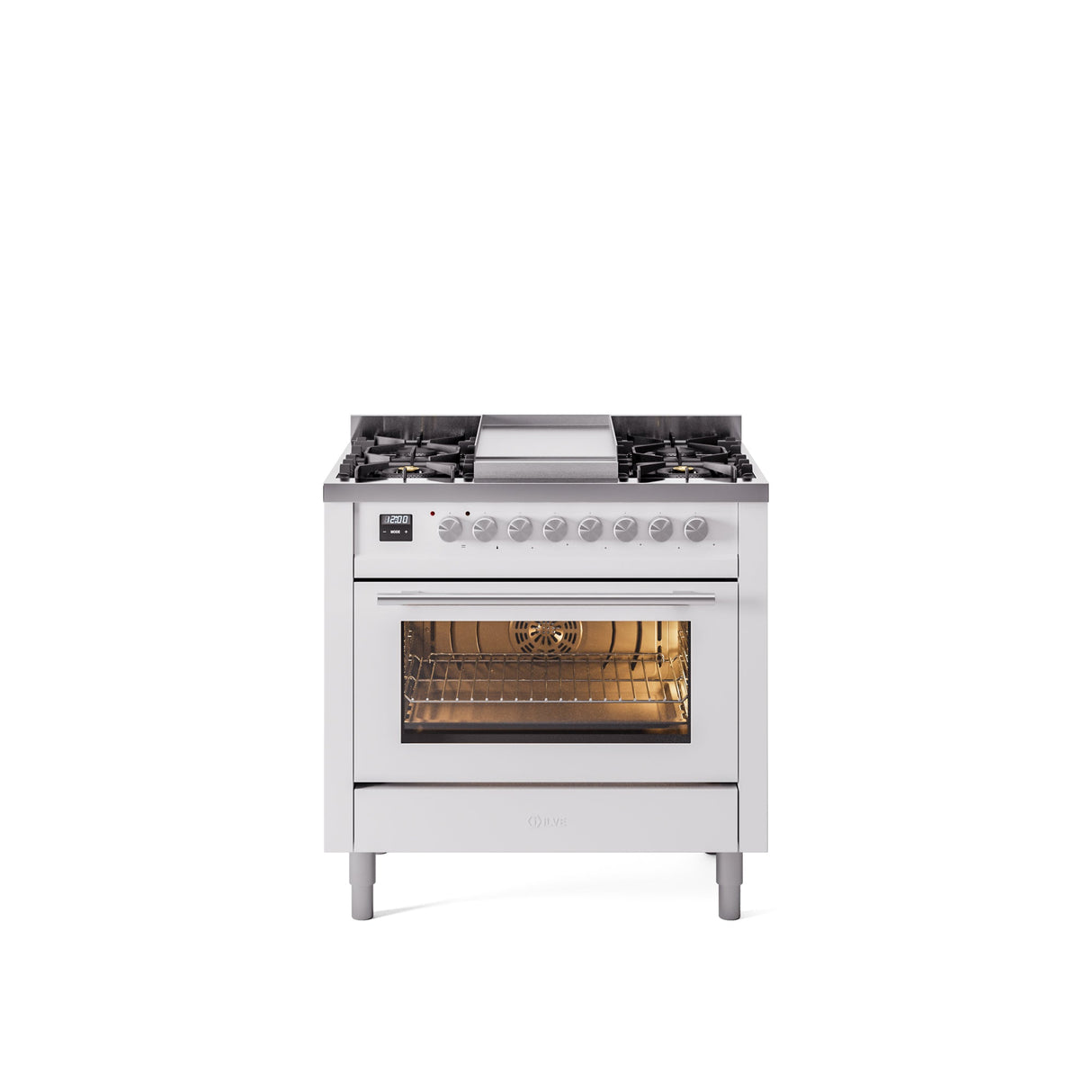 ILVE Professional Plus II 36Inch Freestanding Dual Fuel Range with 6 Sealed Burner - UP36FWMP