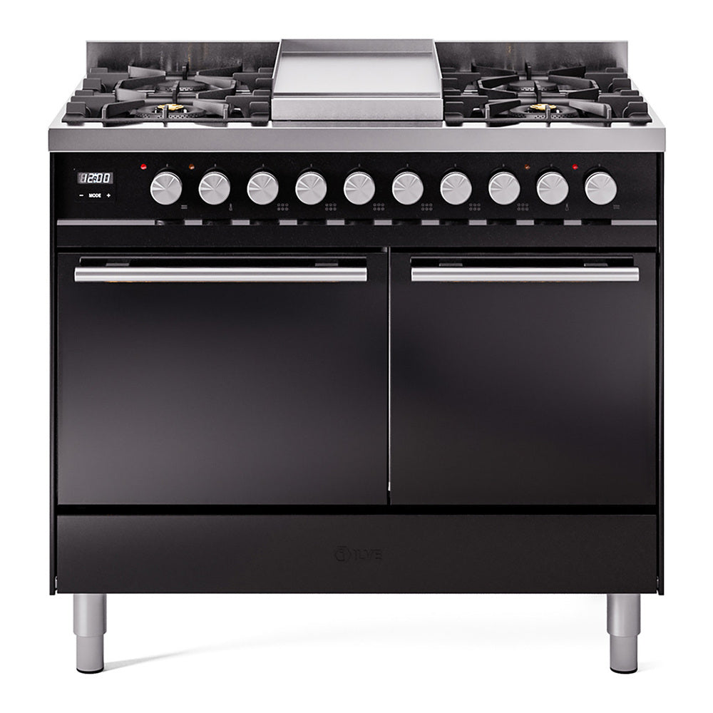 ILVE Professional Plus II 40" Dual Fuel Range with 6 Sealed Burners + Griddle Solid Door UPD40FQMP